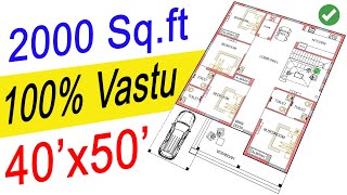 40x50  West Facing House Plans  225 Gaj  2000 Sqft  4050 House Plan  40 by 50 Ka Naksha [upl. by Aneeg]