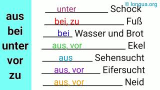 Präpositionen und Nomen  Ausdrücke unter Schock zu Fuß bei Fuß bei Wasser und Brot aus Ekel [upl. by Arakat]