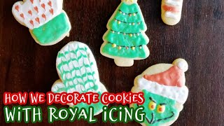 Valentine Cookie Decorating  Beginner royal icing techniques  How to make easy heart cookies [upl. by Einnel]