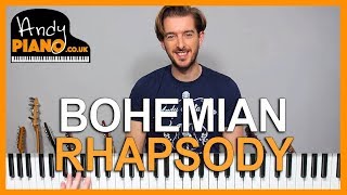 QUEEN  BOHEMIAN RHAPSODY Piano Lesson Tutorial  Simplified Chords [upl. by Enihpled]