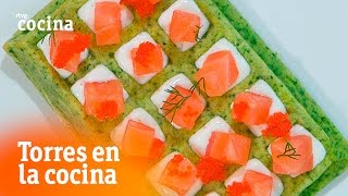 Gofres de espinacas queso y salmón  Torres en la Cocina  RTVE Cocina [upl. by Onivag]