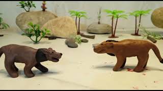 Andrewsarchus vs Megistotherium Claymotion cainozoic animals fight [upl. by Pettit]