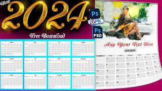 2024 Calendar PSD Template Free  Wall Calendar Design 2024 Free PSD [upl. by Josey]