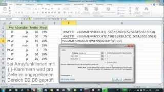 Excel  SUMMENPRODUKT  einfach und bedingt [upl. by Shlomo]