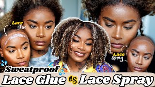 THE BEST💦 SWEATPROOF 💦 LACE GLUE VS LACE SPRAY  Summer Wig Install  Laurasia Andrea x Wowafrican [upl. by Ylrbmik]