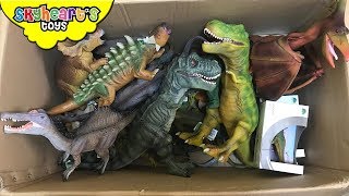 100 DINOSAUR TOYS IN A BOX Skyheart opens jurassic world dinosaurs for kids trex figures [upl. by Enineg]