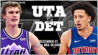 Utah Jazz vs Detroit Pistons Full Game Highlights  Dec 21  2024 NBA Season [upl. by Aivatra867]