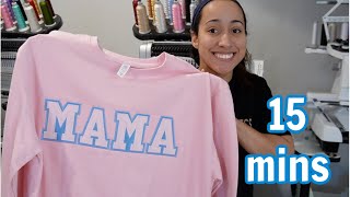 How to Embroider a Varsity Sweatshirt in 15 mins with Stahls Auto Stitch Letters [upl. by Erena227]