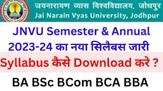 JNVU New Syllabus 202324  JNVU Semester amp Annual Syllabus 2023  JNVU BA BSc BCom Syllabus 2024 [upl. by Pernell]