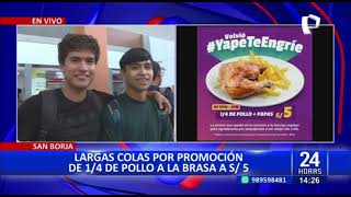 Decenas de personas forman largas colas en pollerías para comprar ¼ de pollo a 5 soles 12 [upl. by Atterys]