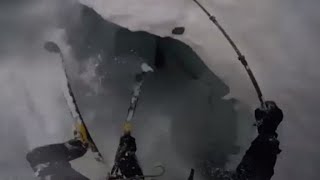 Skier falls 20feet into hidden crevasse [upl. by Petula]