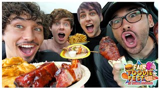 First DriveThru Food Festival w Sam and Colby 10000 CALORIES [upl. by Hanser]