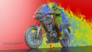 CFD simulation of wind buffeting on a Triumph Motorbike by TotalSim [upl. by Nahrut]