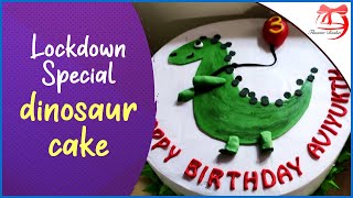 Easy Less Ingredients Dino Cake  Lockdown Special Dino Cake  FlavourBasket [upl. by Aiekat159]