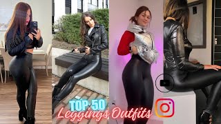 Top 50 Leather Leggings Outfits Of The Year 2023  How To Style Shiny Leggings Fashion  GRWM Blog [upl. by Arrim]