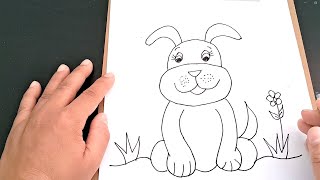 Cómo DIBUJAR un PERRO paso a paso  Dibujo de un PERRO Fácil [upl. by Morganne]