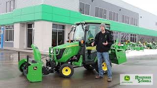 John Deere 1025R wCab  120R Loader  54quot TwoStage Snow Blower  Riesterer amp Schnell [upl. by Onairelav]