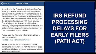 2024 PATH Act Refund Processing Delays When you can expect to see your IRS TAX Refund [upl. by Aile]