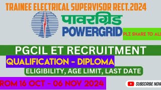 Power Grid Corporation of India Limited PGCIL Trainee Electrical Recruitment 2024 Apply online [upl. by Merrick]