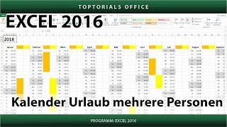 Kalender  Urlaub für mehrere Personen markieren  Download Excel [upl. by Yruj]