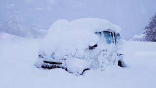 Heavy SnowCamping alone in a small car Car was completely covered with snow [upl. by Adrian325]