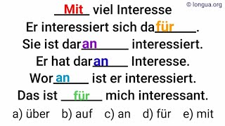 Mit viel Interesse fragen antworten bitten danken sich interessieren für interessiert sein an [upl. by Nipsirc]