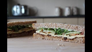 Ploughmans Sandwich Recipe Made with Pickle Cheddar Mayo amp Salad [upl. by Etyam]