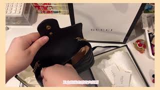 【开箱vlog】gucci marmont super mini开箱容量测试上身效果｜跟我一起开箱吧｜适合学生党的奢侈品小包包｜翻包记｜超能装的小包 [upl. by Nnaeerb195]