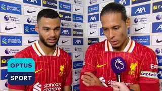 Were just going to STAY HUMBLE  Virgil van Dijk and Cody Gakpo on Liverpool win over Brighton [upl. by Nairred995]