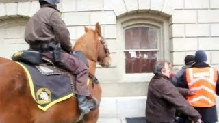 ProUnion Protesters Trampled by Police Horse amp Pepper Sprayed in MI [upl. by Lac221]