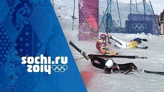 Crazy Photo Finish In Mens Ski Cross QuarterFinal  Sochi 2014 Winter Olympics [upl. by Castro]