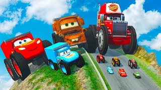 Epic Battle Big amp Small Lightning McQueen vs Small Pixar Cars with Big Wheels in BeamNG Drive [upl. by Malynda69]