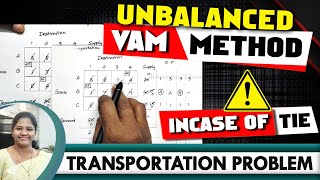 Unbalanced  VAM  Transportation Problem  Vogels Approximation Method In case of Tie  Kauserwise [upl. by Anisor]