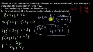 Business Calculus  Elasticity Of Demand [upl. by Selene]