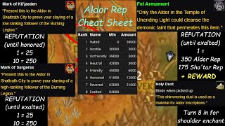 Aldor Reputation Farm Guide amp Cheat Sheet [upl. by Nniuqal]