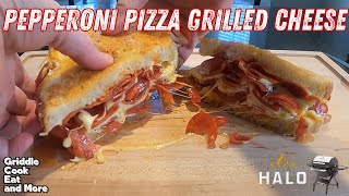 OVERLOADED PEPPERONI PIZZA GRILLED CHEESE  HALO PRIME 1100 PELLET GRILL [upl. by Auric]