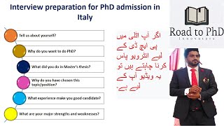 Interview preparation for PhD admission in Italy UK Australia [upl. by Laws924]