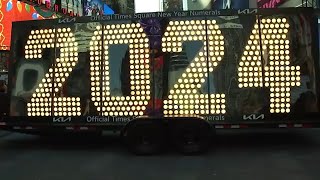 New Years Eve 2024 numerals arrive in Times Square [upl. by Ronalda]