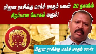 மிதுன ராசிக்கு மார்ச் மாதம் பலன் 20 நாளில் சிறப்பான யோகம் வரும் agastya Jeevanadi Babu latest [upl. by Elyag]