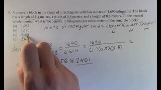 8 A concrete block in the shape of a rectangular solid has a mass of 1690 kilograms The block [upl. by Askari]