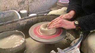 Making throwing a few different simple clay pottery ash trays  plates  dishes  on the wheel [upl. by Worsham680]