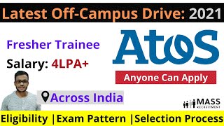 Atos Freshers Online Recruitment Drive 2021No Coding Skills RequiredSalary4 LPAAcross India [upl. by Osicnarf753]