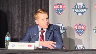 University of Denver Head Coach David Carle talks with the media after the NCHC Frozen Faceoff [upl. by Yoreel]