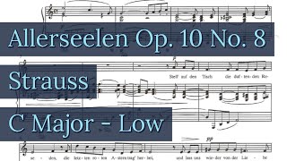 Allerseelen Low Piano Accompaniment Strauss C Major Karaoke Op 10 No 8 [upl. by Ynohtnad]