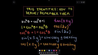 Trigonometric Identities How to Derive  Remember Them  Part 2 of 3 [upl. by Macy]