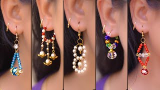 5 easy Pearl amp Crystal Earring Design  DIY  5 min Craft  Hand made jewelry  Art with Creativity [upl. by Irpac769]