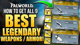 Palworld How To Get ALL 9 BEST LEGENDARY WEAPONS amp ARMOR Schematics  9 Items Guide  Tips amp Tricks [upl. by Aihsik]