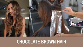 Chocolate Brown Hair with Blonde Teasylights  Brunette Hair Transformation  Kenra Professional [upl. by Grefe]