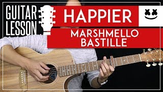 Happier Guitar Tutorial Marshmello Guitar Lesson Chords  Lead  Guitar Cover [upl. by Frodi]