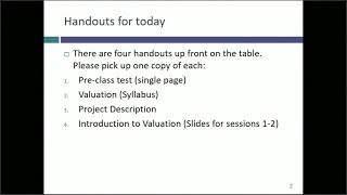 Session 1 Introduction to Valuation and the class [upl. by Gard]